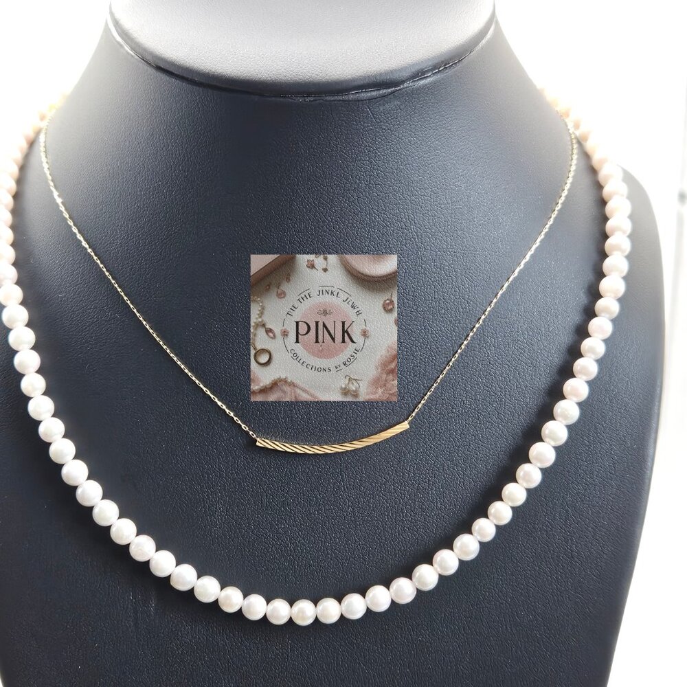 SOLD New Bar Necklace in K18 real Gold Stamped - Picture 5 of 5